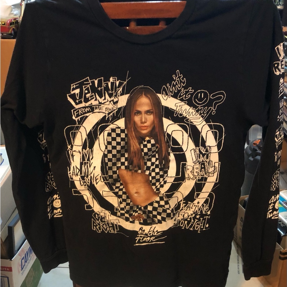 GUESS Jennifer Lopez J-LO It’s My Party Black Long Sleeve Tee Size S